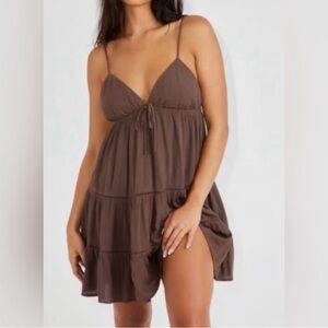 Garage Brown Spaghetti Strap Dress